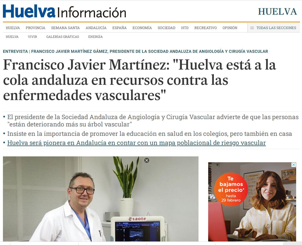 Nuestro presidente pone el foco sobre la escasez de recursos frente a las patologías vasculares en Huelva